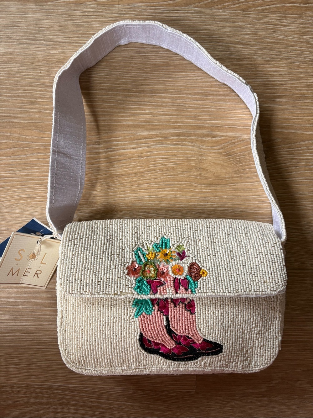 Floral Boots Beaded Bag